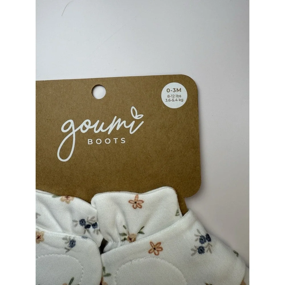 Goumi Kids Soft Stay-On Baby Boots Infant‎ Booties, 0-3M, Floral NWT